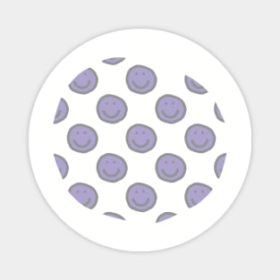 Lavender Round Happy Face with Smile Pattern Magnet